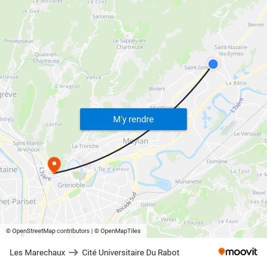 Les Marechaux to Cité Universitaire Du Rabot map