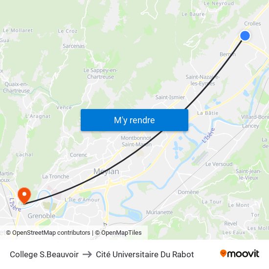 College S.Beauvoir to Cité Universitaire Du Rabot map