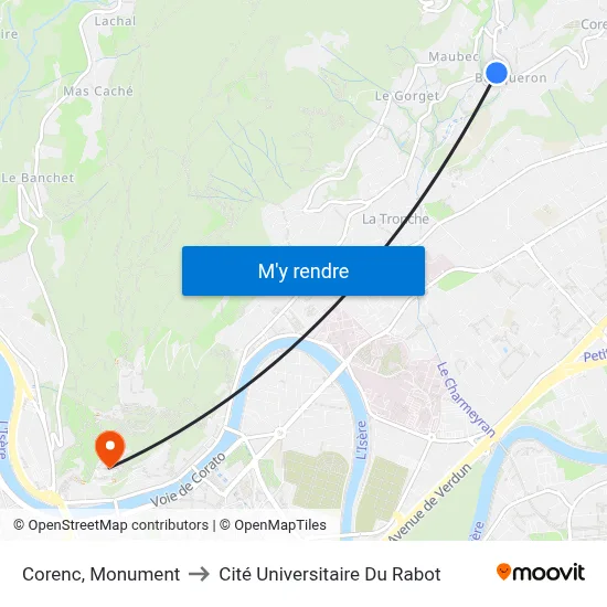 Corenc, Monument to Cité Universitaire Du Rabot map