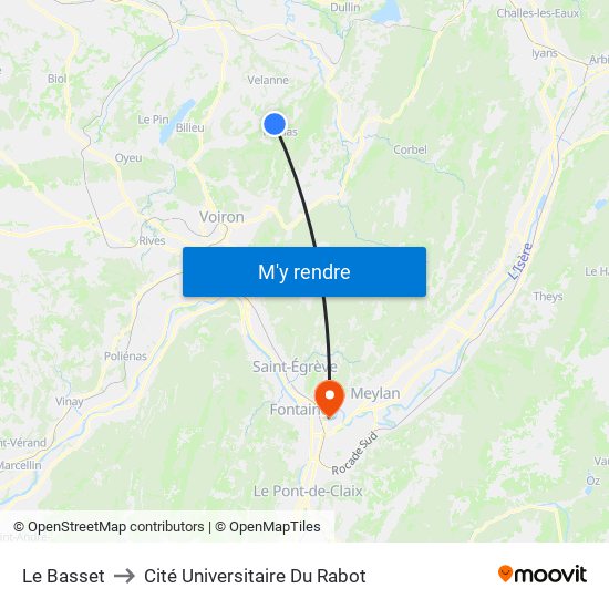 Le Basset to Cité Universitaire Du Rabot map
