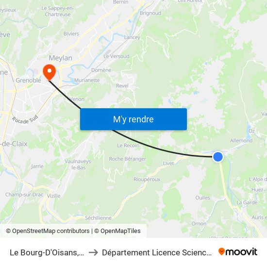 Le Bourg-D'Oisans, Rochetaillee to Département Licence Sciences Et Technologies map