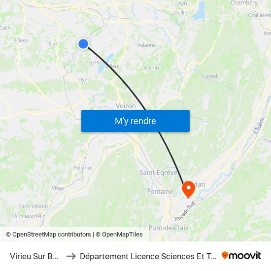Virieu Sur Bourbre to Département Licence Sciences Et Technologies map