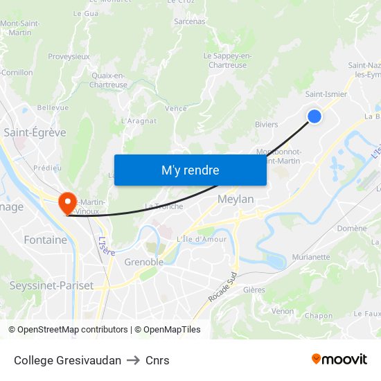 College Gresivaudan to Cnrs map