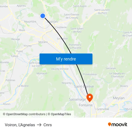 Voiron, L'Agnelas to Cnrs map