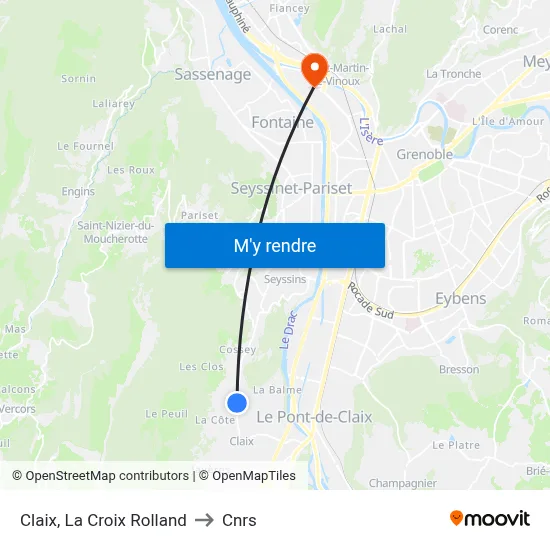 Claix, La Croix Rolland to Cnrs map