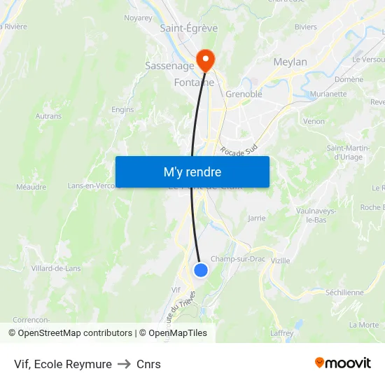Vif, Ecole Reymure to Cnrs map
