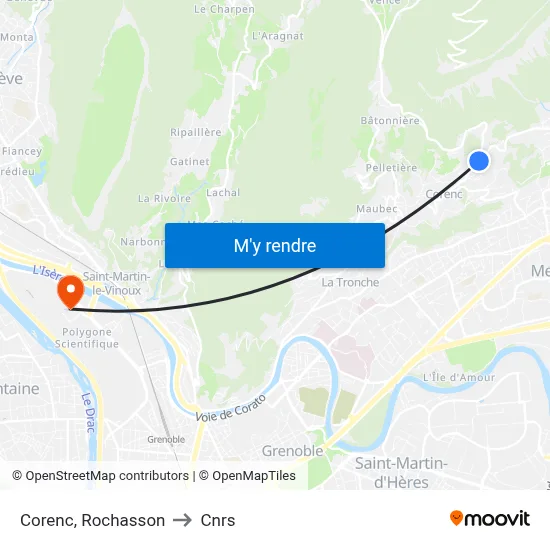 Corenc, Rochasson to Cnrs map
