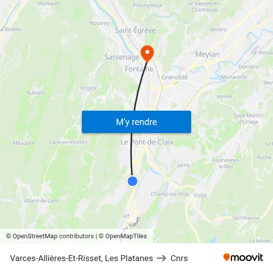 Varces-Allières-Et-Risset, Les Platanes to Cnrs map