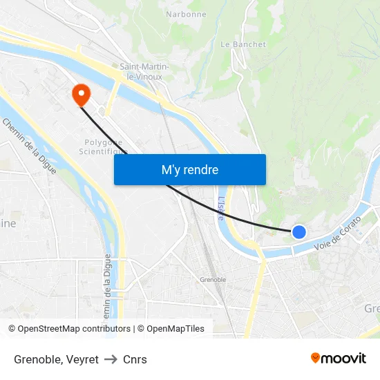 Grenoble, Veyret to Cnrs map