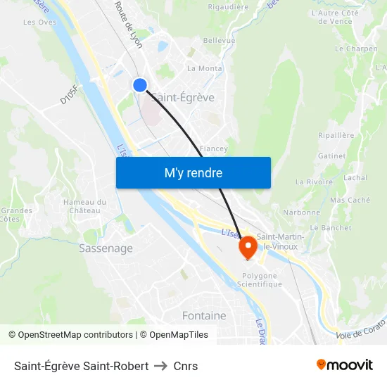 Saint-Égrève Saint-Robert to Cnrs map