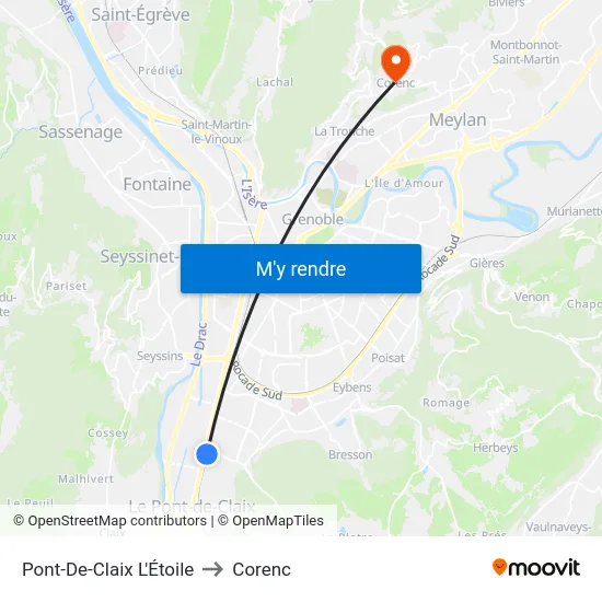 Pont-De-Claix L'Étoile to Corenc map