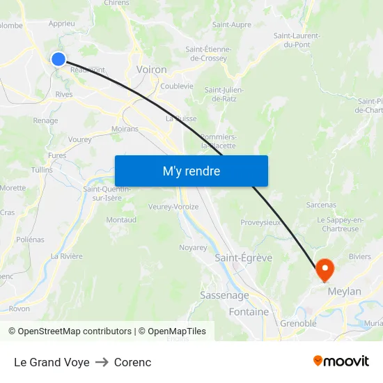 Le Grand Voye to Corenc map