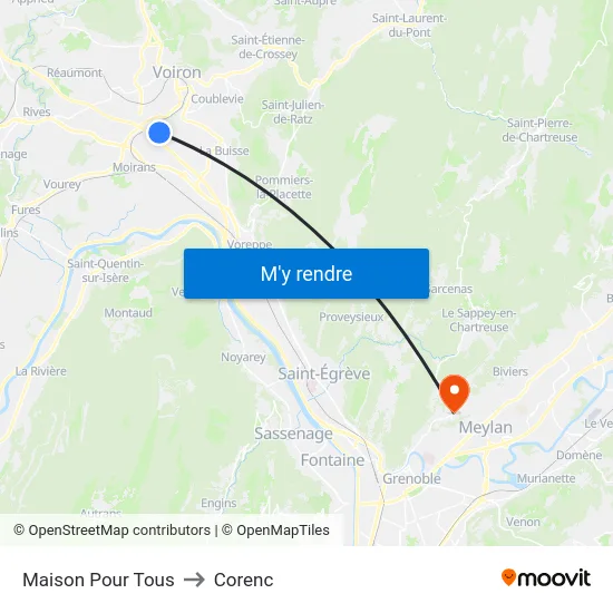 Maison Pour Tous to Corenc map