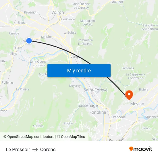 Le Pressoir to Corenc map
