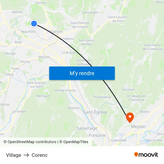 Village to Corenc map