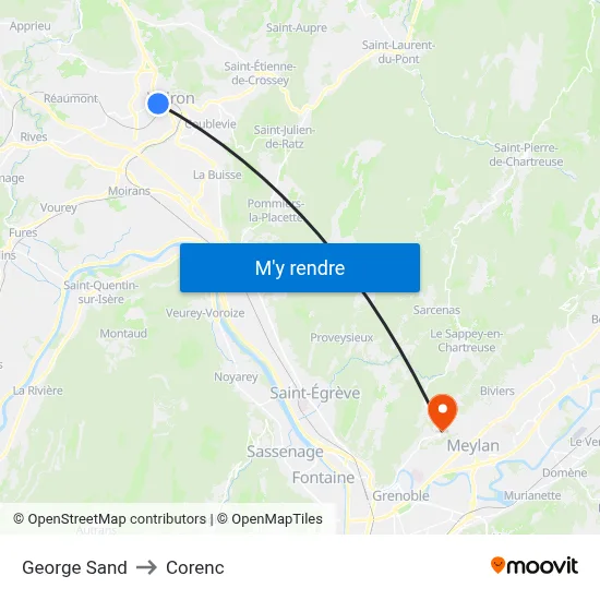 George Sand to Corenc map