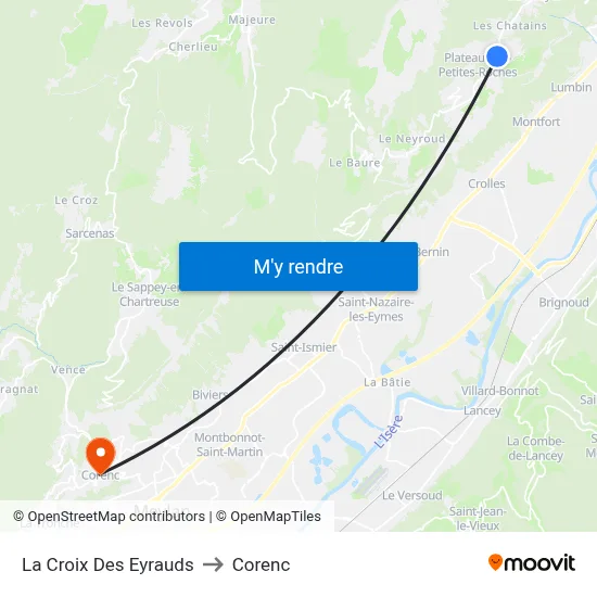La Croix Des Eyrauds to Corenc map