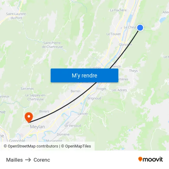 Mailles to Corenc map