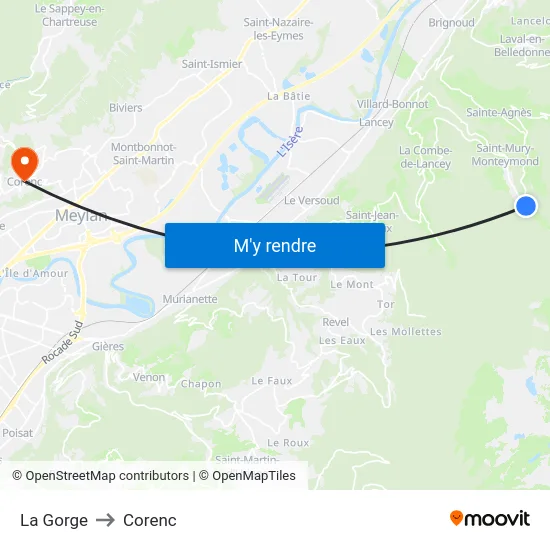 La Gorge to Corenc map