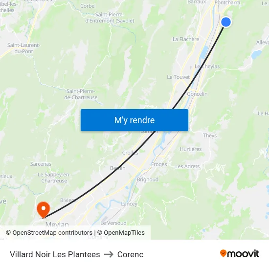 Villard Noir Les Plantees to Corenc map