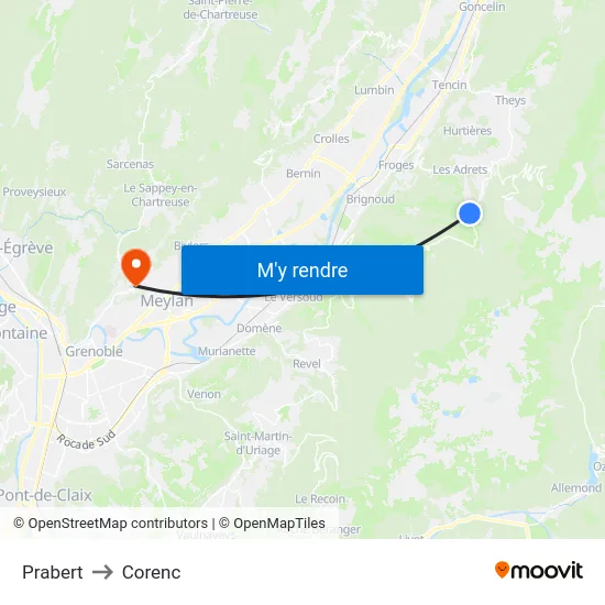 Prabert to Corenc map