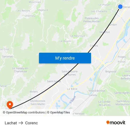 Lachat to Corenc map