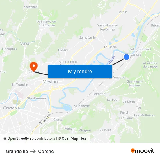 Grande Ile to Corenc map