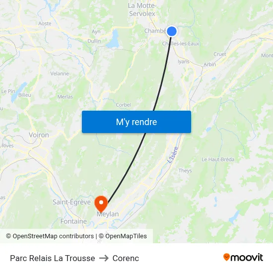 Parc Relais La Trousse to Corenc map