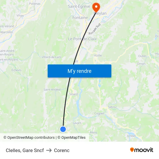 Clelles, Gare Sncf to Corenc map