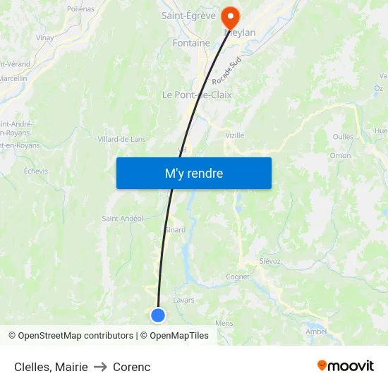 Clelles, Mairie to Corenc map