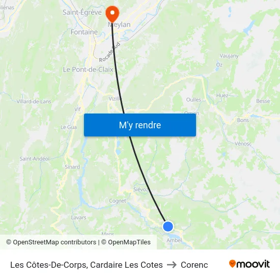 Les Côtes-De-Corps, Cardaire Les Cotes to Corenc map