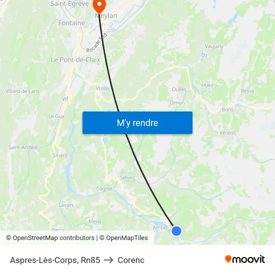 Aspres-Lès-Corps, Rn85 to Corenc map