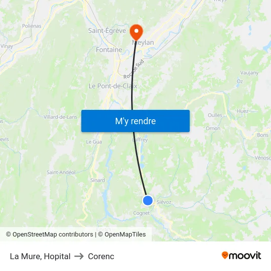 La Mure, Hopital to Corenc map