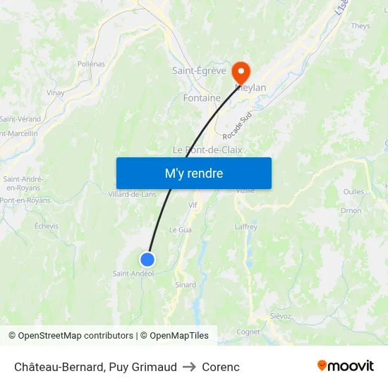 Château-Bernard, Puy Grimaud to Corenc map