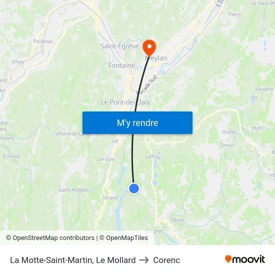 La Motte-Saint-Martin, Le Mollard to Corenc map