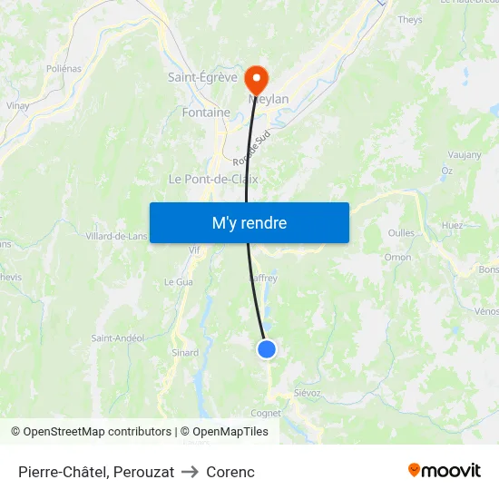 Pierre-Châtel, Perouzat to Corenc map