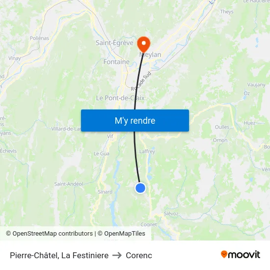 Pierre-Châtel, La Festiniere to Corenc map