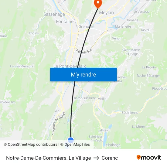 Notre-Dame-De-Commiers, Le Village to Corenc map