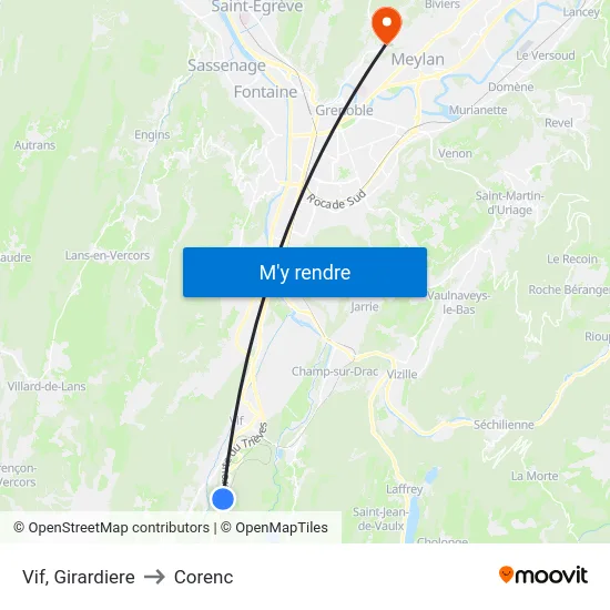 Vif, Girardiere to Corenc map