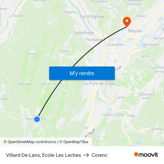 Villard-De-Lans, Ecole Les Leches to Corenc map
