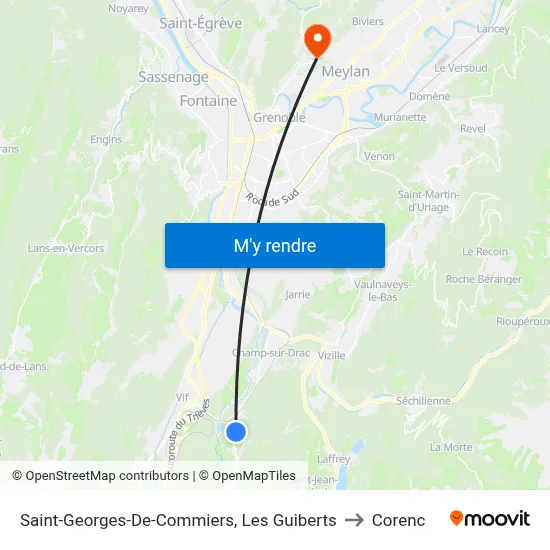 Saint-Georges-De-Commiers, Les Guiberts to Corenc map