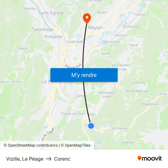 Vizille, Le Péage to Corenc map