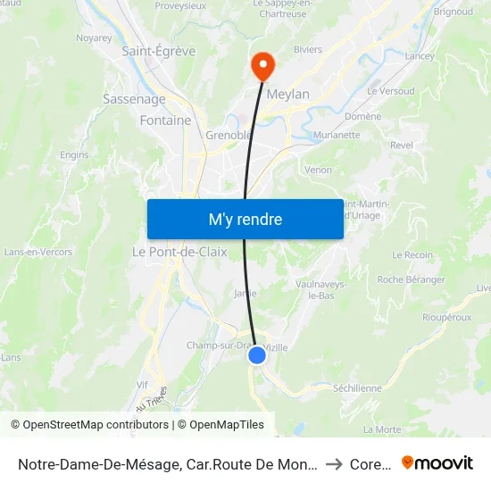 Notre-Dame-De-Mésage, Car.Route De Montaley to Corenc map