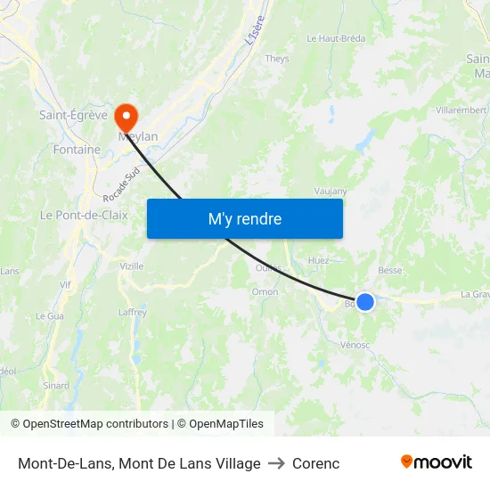 Mont-De-Lans, Mont De Lans Village to Corenc map