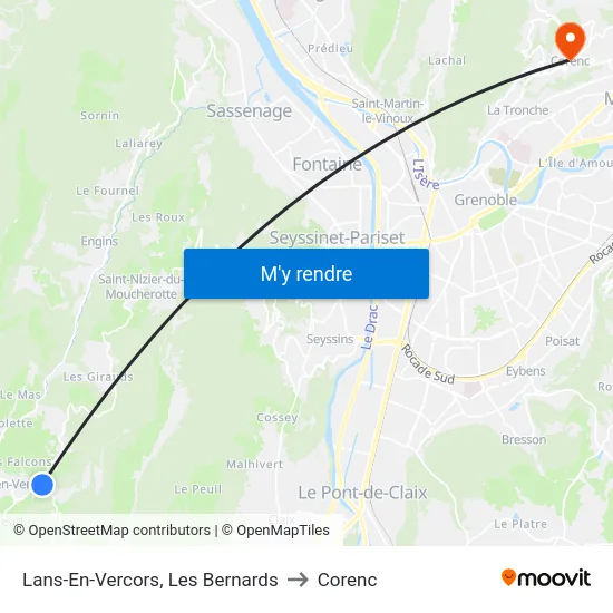 Lans-En-Vercors, Les Bernards to Corenc map