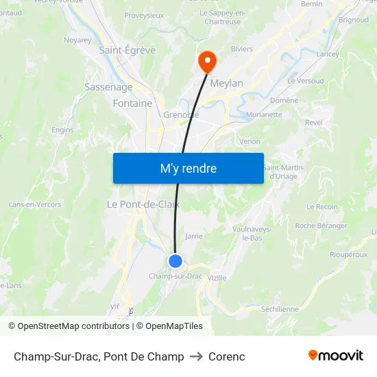 Champ-Sur-Drac, Pont De Champ to Corenc map