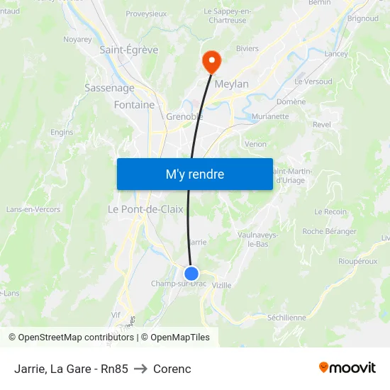 Jarrie, La Gare - Rn85 to Corenc map