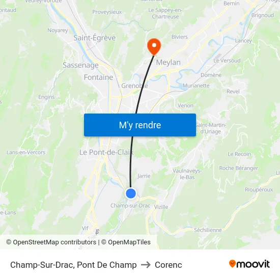 Champ-Sur-Drac, Pont De Champ to Corenc map