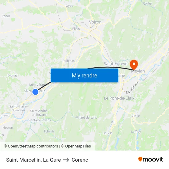 Saint-Marcellin, La Gare to Corenc map