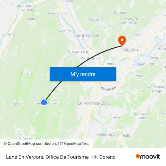 Lans-En-Vercors, Office De Tourisme to Corenc map